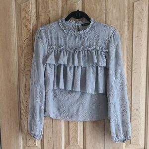 Zara embroidered top with ruffles